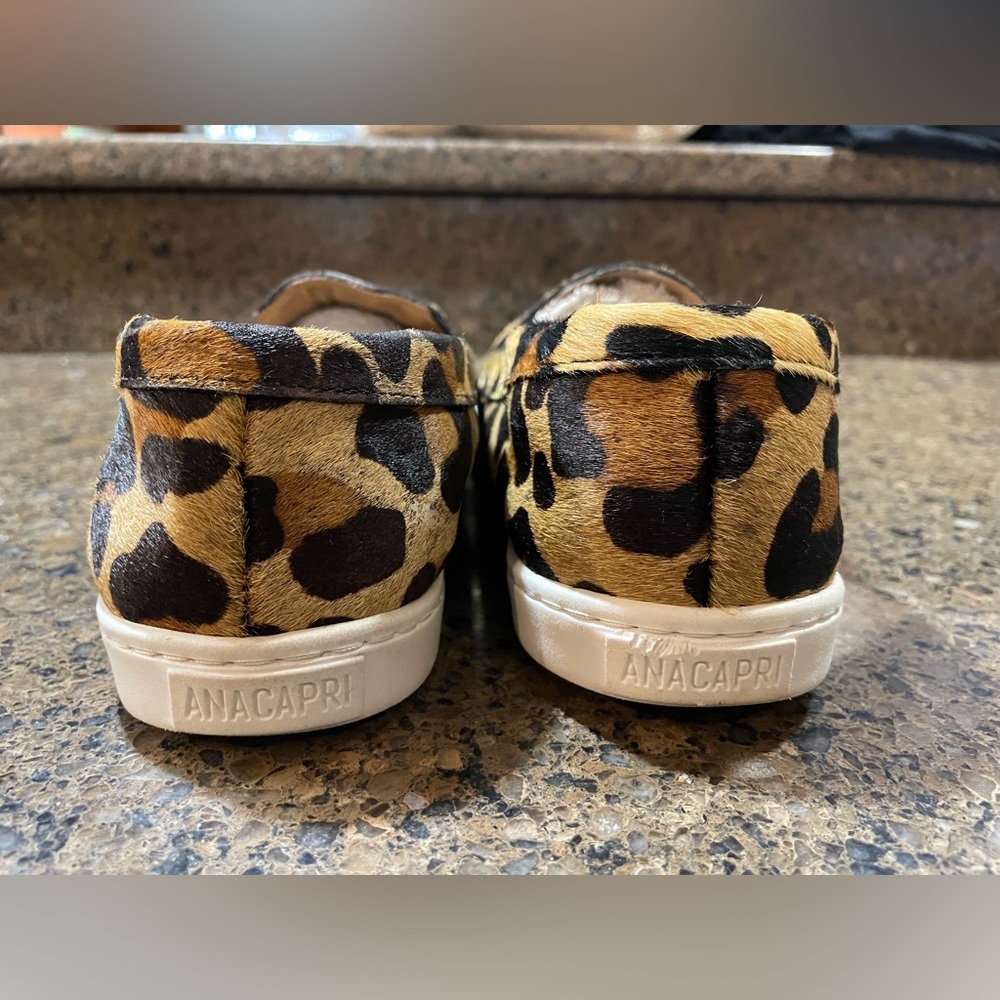 Hot🔥 ANACAPRI Women’s Sz 40 9.5 Calf Hair Leopard Animal Print Slip-On Loafers - Picture 5 of 11